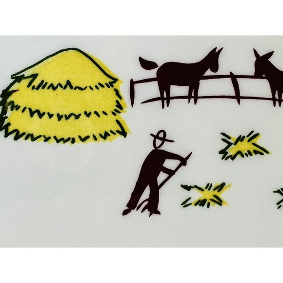 Vintage Brock Of California Serving Platter Farmhouse Yellow Tray Hay Donkey - Picture 8 of 10